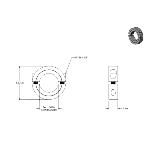 Second image of Double Split Shaft Collar, for 1 1/16 inch diameter