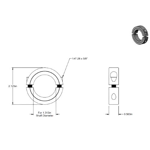 Second image of Double Split Shaft Collar, for 1 5/16 inch diameter