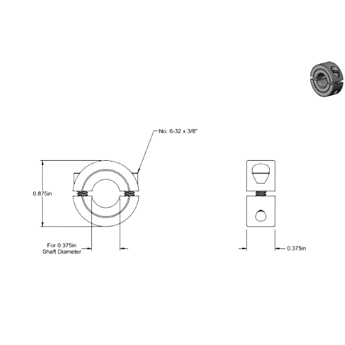 Second image of Double Split Shaft Collar, for 1 inch diameter