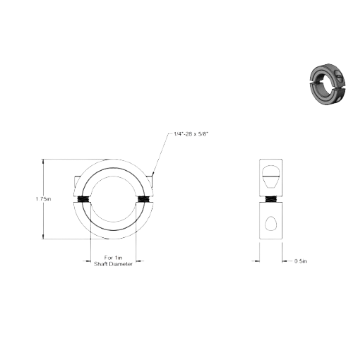 Second image of Double Split Shaft Collar, for 1 inch diameter