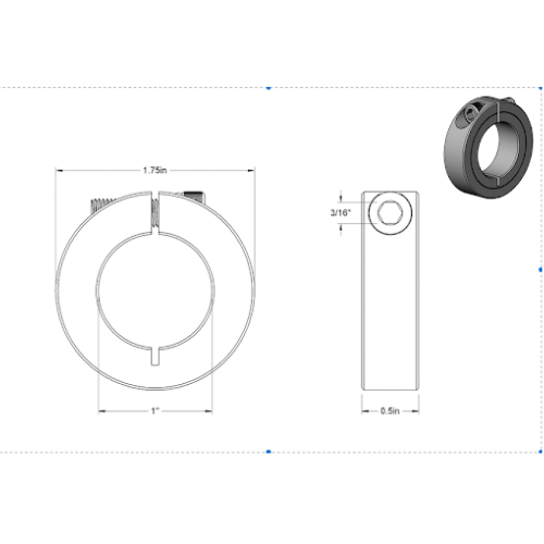 Second image of Double Split Shaft Collar, for 1 inch diameter