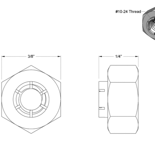 Second image of Flex-Top Locknut, 10-24 Thread Size (Pack of 10)