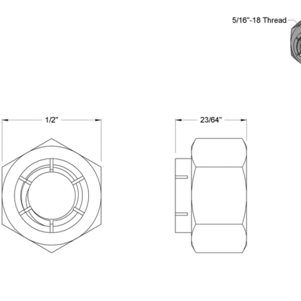 Second image of Flex-Top Locknut, 5/16 inch -18 Thread Size (Pack of 10)