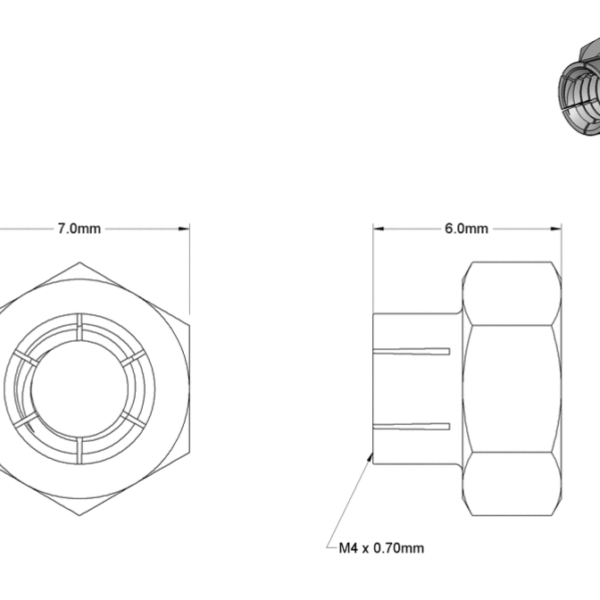 Second image of Flex-Top Locknut, M4 x 0.7 mm Thread (Pack of 10)