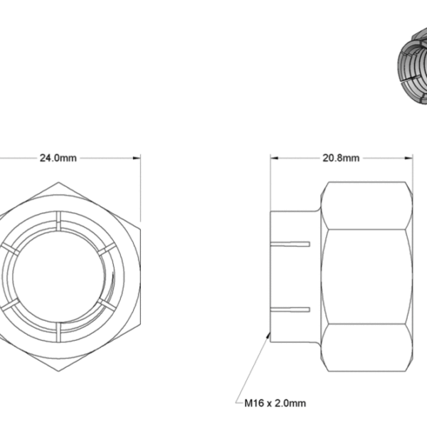 Second image of Flex-Top Locknut, M16 x 2 mm Thread (Pack of 10)