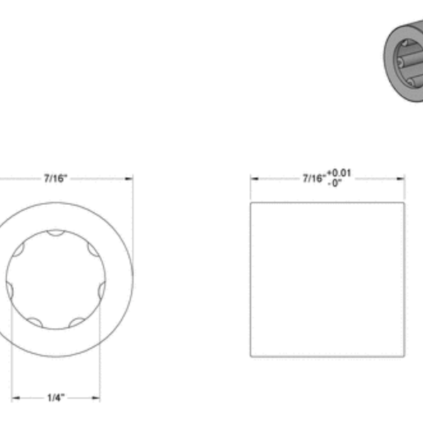 Second image of ¼ inch Shaft Diameter, 7/16 inch Width, Needle- Roller Bearing