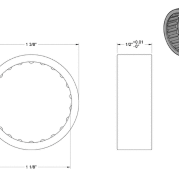 Second image of 1⅛ inch Shaft Diameter, ½ inch Width, Needle- Roller Bearing