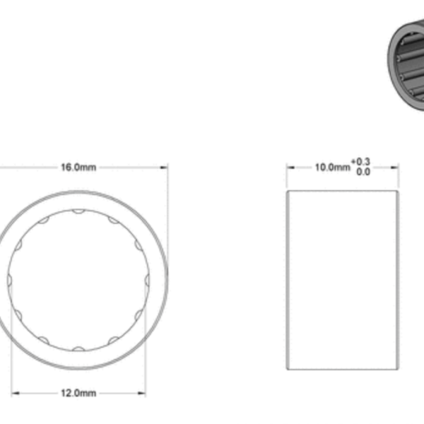 Second image of 12 mm Shaft Diameter, 10 mm Width, Needle- Roller Bearing