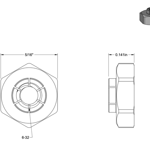 Second image of Thin Flex-Top Locknut, 6 - 32 (Pack of 10)