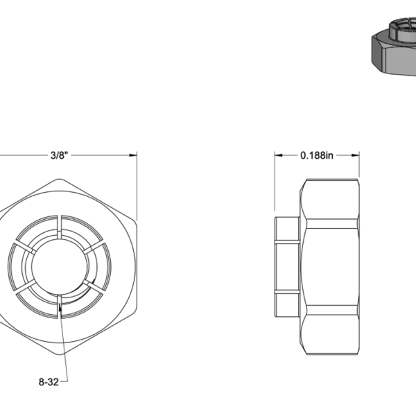 Second image of Thin Flex-Top Locknut, ¼ inch - 20 (Pack of 5)