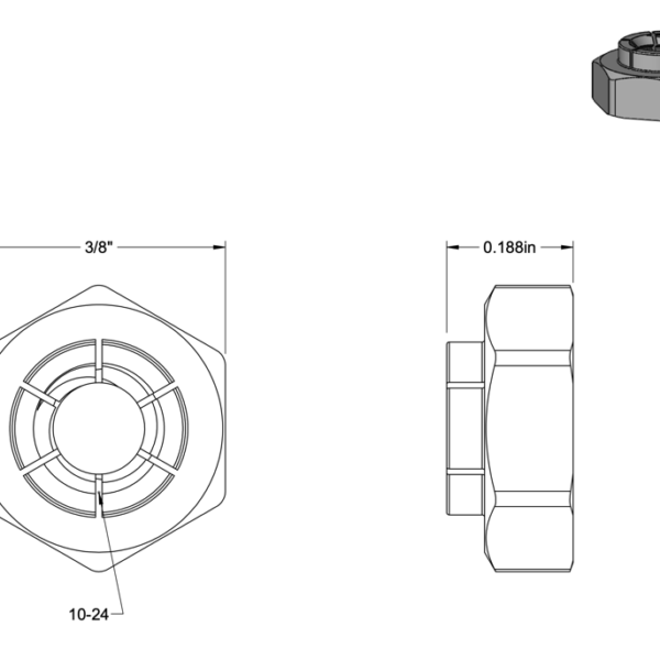 Second image of Thin Flex-Top Locknut, 10-24 (Pack of 5)