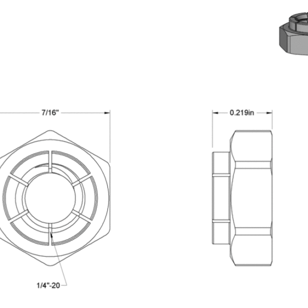 Second image of Thin Flex-Top Locknut, ¼ inch - 20 (Pack of 5)