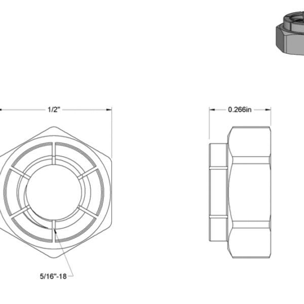 Second image of Thin Flex-Top Locknut, 5/16 inch - 18