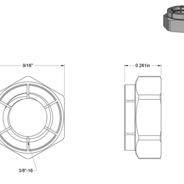 Second image of Thin Flex-Top Locknut, ⅜ inch - 16