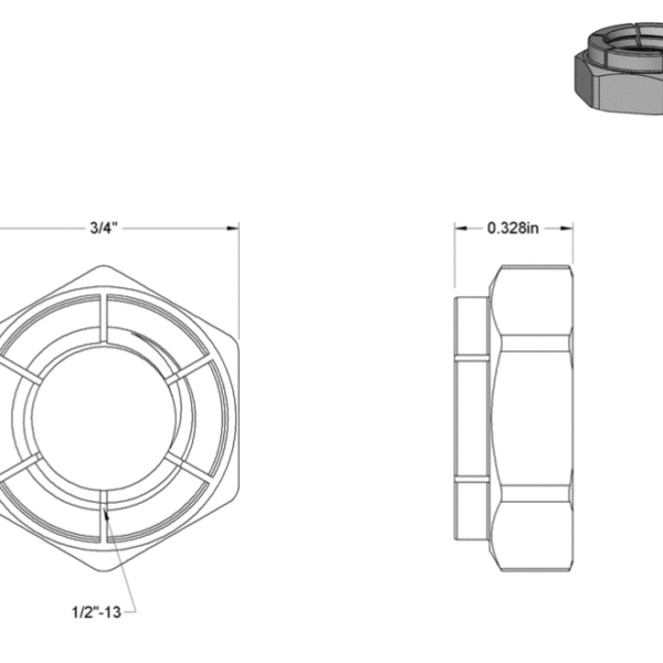 Second image of Thin Flex-Top Locknut, ½ inch - 13