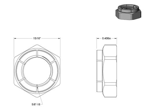 Second image of Thin Flex-Top Locknut, ⅝ inch - 18