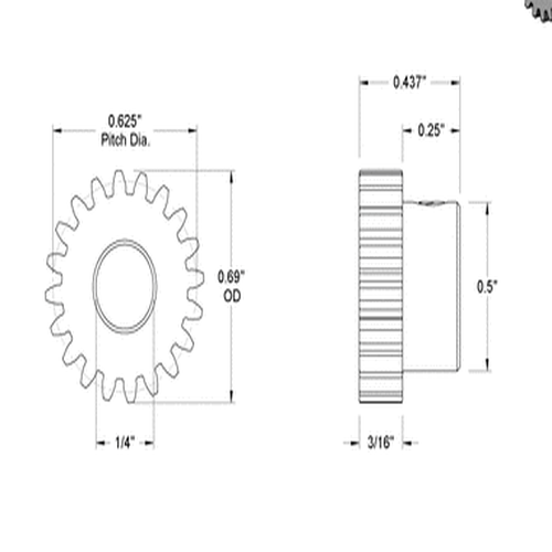 Second image of Metal Gear - 20 Degree Pressure Angle Round Bore with Set Screw, 32 Pitch, 20 Teeth