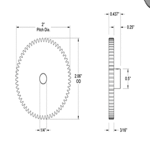 Second image of Metal Gear - 20 Degree Pressure Angle Round Bore with Set Screw, 32 Pitch, 64 Teeth