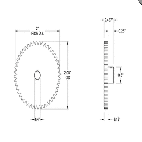 Second image of Metal Gear - 20 Degree Pressure Angle Round Bore with Set Screw, 24 Pitch, 48 Teeth