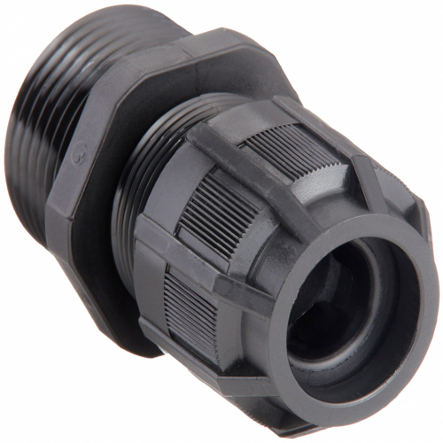 Liquid Tight Cord Connector: Nylon, 1 in MNPT, 0.31 in to 0.56 in, Black, 2 3/8 in Overall Lg