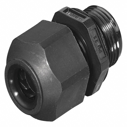 Liquid Tight Cord Connector: Nylon, PG11, Male, 0.23 in to 0.40 in, Black, 1 1/2 in Overall Lg